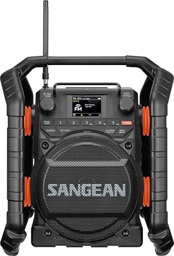 Sangean U7HD Jobsite Radio with Bluetooth, HD Radio, AM/FM, AUX, TWS, Dustproof and Waterproof Design, and Smart Battery Charger