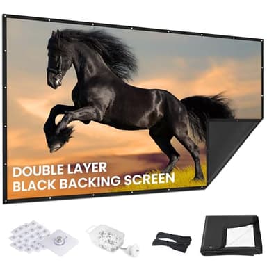 100 inch Projector Screen 2025 Upgraded - Black Backing,Straight Edges, Foldable, Washable and Wrinkle-Free - for Indoor Home Theater and Outdoor Cinema - White 16:9 by IOLIEO