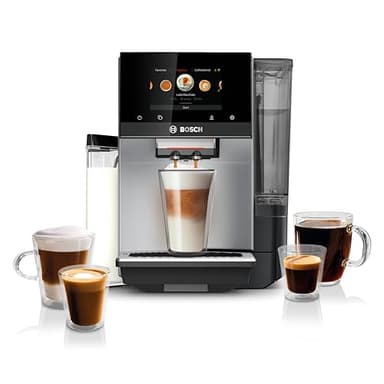 Bosch 800 Series Fully Automatic Espresso and Coffee Machine – 36 Drinks with Coffee World, Cold Brew, Double Cup, Integrated Milk Container, Smart Features, in Silver TQU60307