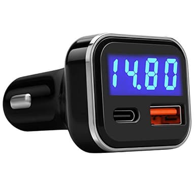 Alivation USB C Car Charger Adapter with Voltage Meter Battery Monitor, 30W Cigarette Lighter Type C Fast Charge Power Delivery & Quick Charge 3.0 with LED Display Compatible With iPhone 15 Galaxy S23