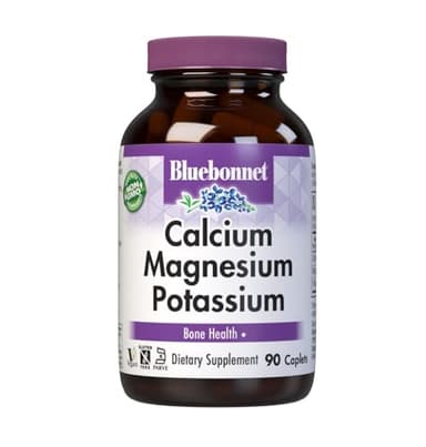 Bluebonnet Calcium Magnesium Potassium Supplement for Women & Men - Supports Healthy Bones - Calcium 1000mg Mineral Supplement Chelate Form - Non-GMO, Vegan, Gluten-Free – 90 Caplets