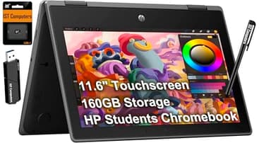 HP Chromebook Pro X360 Fortis 11 2-in-1 Laptop (11.6" Touchscreen, Intel Processor, 4GB RAM, 160GB Storage (32GB+128GB)), Rugged & Spill-Resistant, Convertible, Students & Education, Webcam, Chrome OS