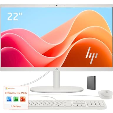 HP 22" FHD All-in-One Desktop Computer • 8GB DDR5 RAM • 128GB External and 128GB UFS Storage | The New Version for Everyday Efficency • Latest 13th Gen Intel Quad-Core • Office 365 for The Web