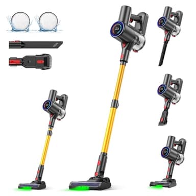 Zynet Cordless Vacuum Cleaner, 40KPA/40Mins, LED Display, Lightweight Stick Vacuum with Powerful Suction, Self-Standing, Green Light, Rechargeable Vacuum Cleaners for Home Pet Hair Carpet Hard Floors