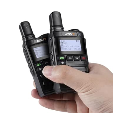 KSUN 4G LTE Network Lifetime Free PTT Rapid Nationwide Walkie Talkies Unlimited Range with Pre-Paid Sim Cards Global POC Radios Gifts for Family Company Christmas CT16 (2 Pack)