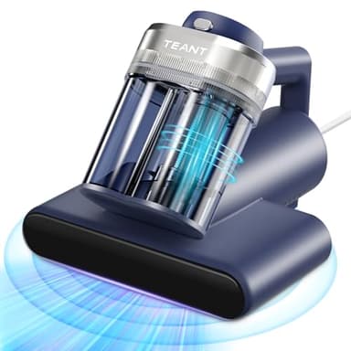 Teant Mattress Vacuum Bed Vacuum Cleaner with 253.7nm UV-C Light, Hyper Helix Motor with 16kPa Strong Suction & 33000 RPM/Min Tapping, HEPA Filter, 149℉ Heat & Ultrasonic & Anion for Bed and Pet.
