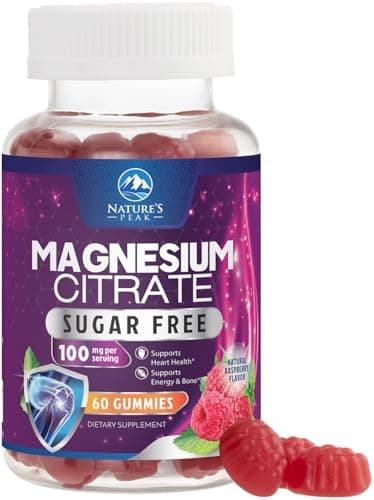 Magnesium Citrate Supplement Gummies Sugar-Free, High Absorption Magnesium Gummy Supplements for Women & Men, Supports Sleep, Heart Health, Bones and Muscles, for Relaxation & Digestion - 60 Gummies
