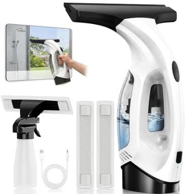 Electric Window Vacuum Squeegee Cordless 13", 2000Pa Electric Squeegee, 2200mAh Rechargeable Battery, 150ml Dirty Water Tank, Streak-Free Glass Cleaner for Shower Doors, Windows, Mirrors