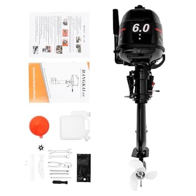 Gbonklong HANGKAI 2 Stroke 6HP Outboard Boat Motor, 102CC Heavy Duty Fishing Boat, 2 Stroke Engine Water-Cooled Outboard Motor for Rubber Boats, Inflatable Boats, Fishing Boats