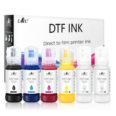L&C DTF Ink for Epsom ET 8550, DTF Transfer Ink Refill for epson et-8550 D570 R1390 DTF Printers, Heat Transfer Printing Ink (CMYKWW)