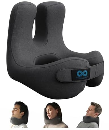 Everlasting Comfort Upgraded Neck Pillow for Airplanes – Memory Foam Travel Headrest for Flying – Portable Multi-Position Travel Pillows with 360°Support – Long Flight Essentials for Sleep & Home Use