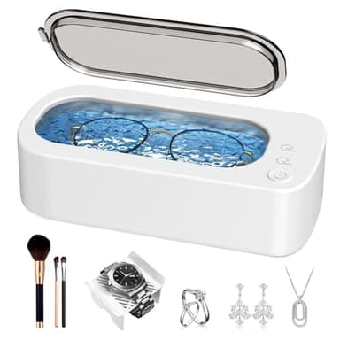 OSLTWI Ultrasonic Jewelry Cleaner Machine: 48KHz Ultra Sonic Cleaner for Jewelry,Eyeglass,Rings,Watch Band,Dentures,with Dual Cleaning Modes,350ML 304 Stainless Steel Tank,Gift for Wife,Mom,Daughter