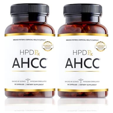 HPD Rx Premium AHCC & Shiitake Mushroom 1100 mg per Serving Supplement, Natural Immunity Booster, Maintains Natural Killer Cell Activity | AHCC is Proven in 30+ Studies | 60-Day Supply, 2-Pack