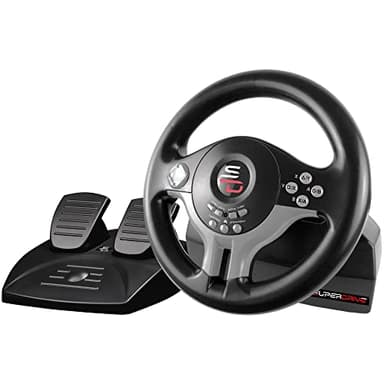 SUBSONIC - Superdrive SV250 Steering Wheel. Racing Wheel with pedals and Gearshift Paddles - 22 cm Diameter, 180° Roation Angle - For Nintendo Switch 2 - Switch - PS4 - Xbox Series X/S, Xbox One & PC