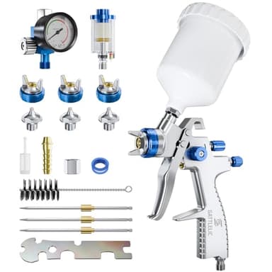 LVLP Air Spray Gun Premium Kit with 1.3/1.5/1.7mm Nozzle & Air Regulator,Automotive Paint Sprayer, for Cars & House DIY Painting Gun