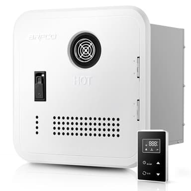 RV Tankless Water Heater, 65000 BTU RV Instant Hot Water Heater with 16x16 inch White Door and Remote Controller, DC 12V CSA Certificated, Propane-Powered, Compatible with all RVs