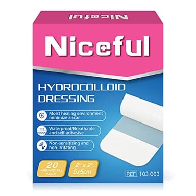 Niceful 20 Count Hydrocolloid Bandages 2" x 2", Wound Dressing Small Hydrocolloid Gel Bandages for Wounds, Wound Healing Bed Sore Bandage
