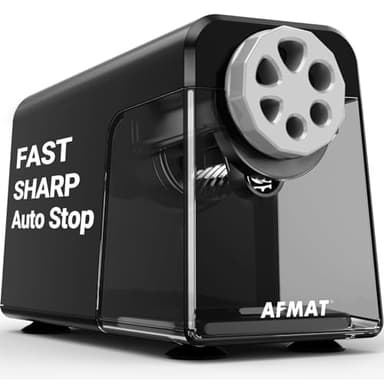 AFMAT Electric Pencil Sharpener Heavy Duty, 6 Holes, Auto Stop Pencil Sharpeners for Classroom, Electric Sharpener for 6-11mm Colored Pencils, 7000 Sharpenings, Fast Sharpen, Save Pencils PSX1