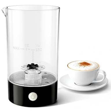 Cold Foam Maker 9oz Electric Milk Frother Handheld-free Milk Foamer for Coffee Cappuccinos Macchiato (Black)