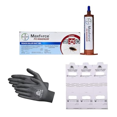 Envu (Formerly Bayer) Maxforce FC Magnum Roach Gel + 1 Pair of Gloves and 3 Insect Monitors