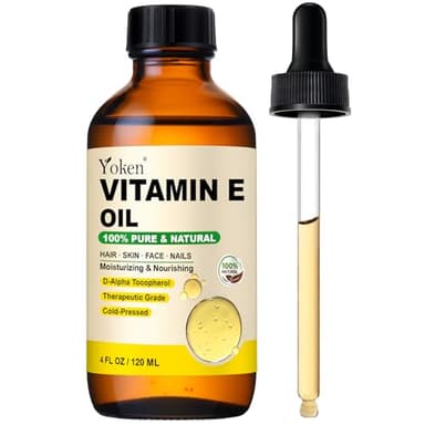 Yoken Vitamin E Oil 4 Oz Vitamin E oil for Skin Vitamine oils for Face Perfect Bath and Body Oil Cold Pressed Hexane Free Formula