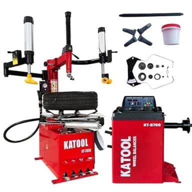 KATOOL Double Assist Arm Tire Machine and Balancer Combo with Bead Blaster, KT-T830W+KT-B700, Tire Changer Tire Machine, for Home Garage and Shop Repair (KT-Double-Assist)