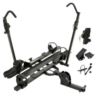 TrailV2 Plus Hitch 2 Ebike Rack with Ramp, Tilt, Fold, Anti-Theft Hitch & Wheel Locks, Heavy Duty 170 lbs Capacity, Fits 2" Receiver, Max 5" Fat Tires, Electric Bike Rack for for Car, SUV, Truck, RV