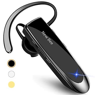 New Bee Bluetooth Earpiece V5.0 Wireless Handsfree Headset with Microphone 24 Hrs Driving Headset 60 Days Standby Time for iPhone Android Samsung Laptop Trucker Driver (Black)