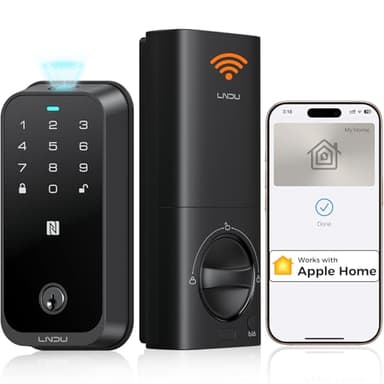 Apple Home Key Smart Lock for Front Door, HomeKit Compatible Fingerprint Keypad Deadbolt with Built-in WiFi, Remote App Access, Auto Lock, Alexa Compatible, Matte Black