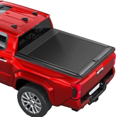 Retractable Truck Bed Tonneau Cover Fits 2016-2026 Toyota Tacoma (5'/60") Bed (Incl. TRD/Limited) Password Lock & OE Track System,Black Matte Aluminum Waterproof