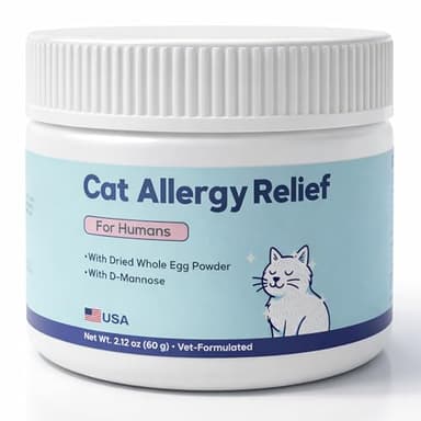Allergy Relief for Cats-Removes Cat Allergens & Dandruff-IgY Whole Egg Powder + Omega-3 & Quercetin – Relieves Sneezing, Runny Nose, Rash, Itchy Eyes in Humans with Cat Contact Allergies-60 g Powder