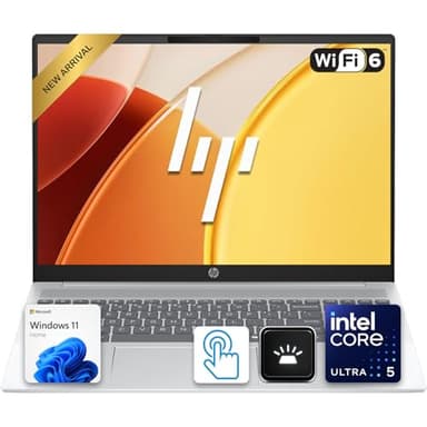 HP OmniBook 5 16" 2K Touchscreen Laptop | Intel Core Ultra 5 Processor | 16GB DDR5 RAM | 256GB PCIe SSD | Win 11 | Full-Size, Backlit Keyboard | Wi-Fi 6 | Work, Study & Everyday Use