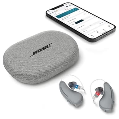 Lexie B1 OTC Hearing Aids Powered by Bose - Bluetooth Enabled Hearing Aids with Invisible Fit and All Day Comfort, App Control, Noise Reduction and Self-Fit Solution, Replaceable Batteries, Gray