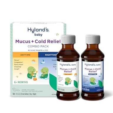 Hyland's Baby Mucus and Cold Relief, Day and Night Value Pack, Infant And Baby Cold Medicine, Decongestant And Cough Relief, 8 Fl Oz