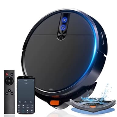 Paramexview® Robot Vacuum and Mopping Cleaner 3-1 D3-001 Model | Duoroller Random and 2500Pa Suction | Anti Collision and Alexa/Chrome | Remote & App Control | 120 Minute Workflow (Black)