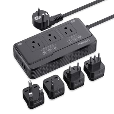 2000W Voltage Converter US to Europe for Hair Dryers, 7-in-1 220V to 110V Converter for European Travel with 3 AC/2 USBA/2 USBC Ports, Universal Power Converter Adapter Combo