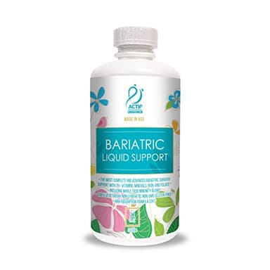 Actif Organic Bariatric Liquid Support With 25+ Organic Vitamins And Minerals For Bariatric Surgery, Advanced Formula, Non GMO, 32 Oz