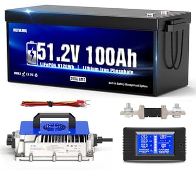 MEYULMOL 48V 100Ah Lithium Battery Golf Cart Battery with 18A Lithium Charger, Upgraded 200A BMS System, 48V120Ah LiFePO4 Complete Upgrade Kit with LCD Monitor, 10.24kW Output, Prefect for Golf Cart