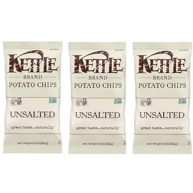 Kettle Chips Unsalted 5 Ounce (Pack of 3)