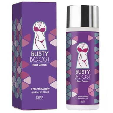 Busty Boost Breast Enhancement Cream – Natural Firming & Lifting Cream for Fuller, Firmer Breasts – Infused with Maca Root, Wild Yam, Guggul Resin & Gotu Kola – Made in the USA – (2 Month Supply)