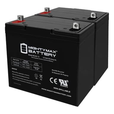Mighty Max Battery 12V 55Ah Battery Replacement for Pride Jazzy Elite HD - 2 Pack Brand Product