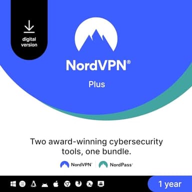NordVPN Plus, 10 Devices, 1-Year, VPN & Password Manager Software Bundle, Digital Code