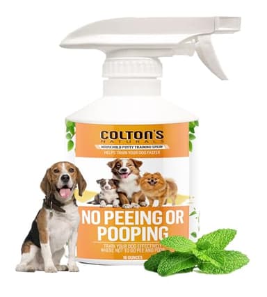 NO Pee No Poop Dog Potty Training Spray, 100% Natural - Non- Toxic Spray to Prevent Peeing & Pooping- Natural No Urine Marking Scent Corrector - Colton's Prevents Canine Peeing Indoor Outdoor-