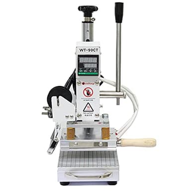 110V Hot Foil Stamping Machine 10x13cm with T-Slot & Movable Table for PVC Wood PU Leather Logo Embossing Bronzing