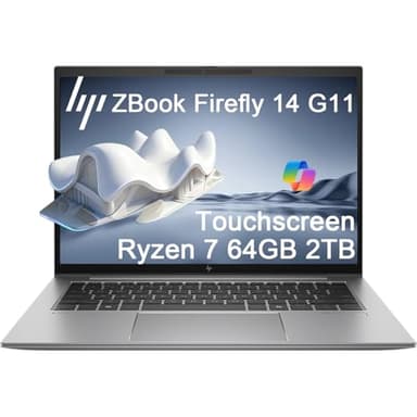 HP ZBook Firefly 14 G11 Mobile Workstation Laptop (14" FHD+ Touchscreen, 64GB DDR5, 2TB SSD, AMD Ryzen 7 8840HS (> Intel i7-1355U)) for Engineer, Designer, 2 x Thunderbolt 4, IR Webcam, Win 11 Pro