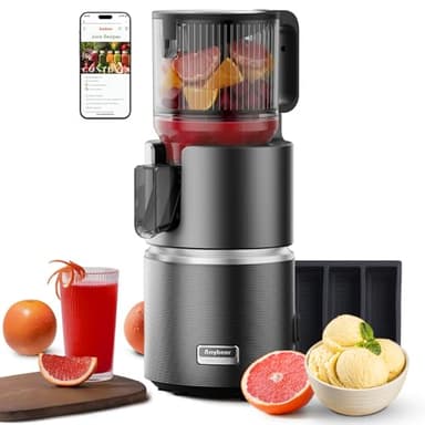 Anybear Cold Press Juicer with 4.9" Large Feed Chute, 350W Masticating Juicer Machines with Dual Slow-Squeezing Technology for Whole Fruits & Veggies with High Yield | BPA-Free Tritan (Dark Grey)