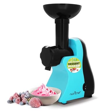 NutriChef Electric Frozen Fruit Dessert Maker - Fruit Sorbet Machine - Make Ice Cream, Dessert, Gelato, Smoothies, Slushies & Frozen Yogurt - Includes Food Plunger & Recipe Book - Blue