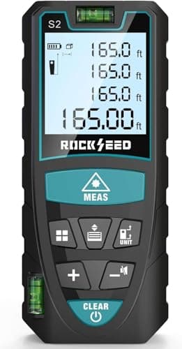 Laser Measure 50M/165ft,RockSeed Digital Laser Distance Meter with 2 Bubble Levels,Portable M/in/Ft Unit Switching Backlit LCD and Measuring Distance/Area/Volume/Pythagorean