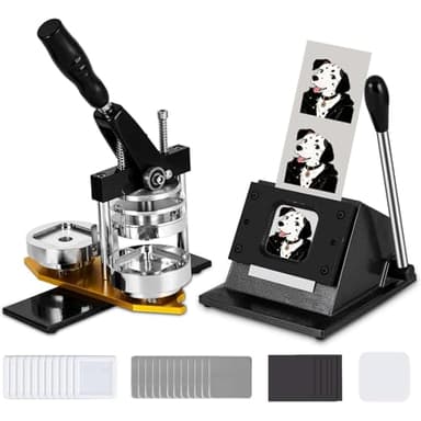 2x2in Square Photo Magnet Maker Machine, 50X50MM DIY Fridge Button Maker Magnet Press Kit with Paper Cutter & 200pcs Materials