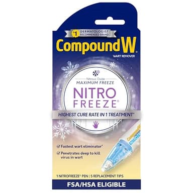 Compound W Nitro Freeze Wart Remover, Nitrous Oxide Wart Removal Pen with 5 Replacement Tips